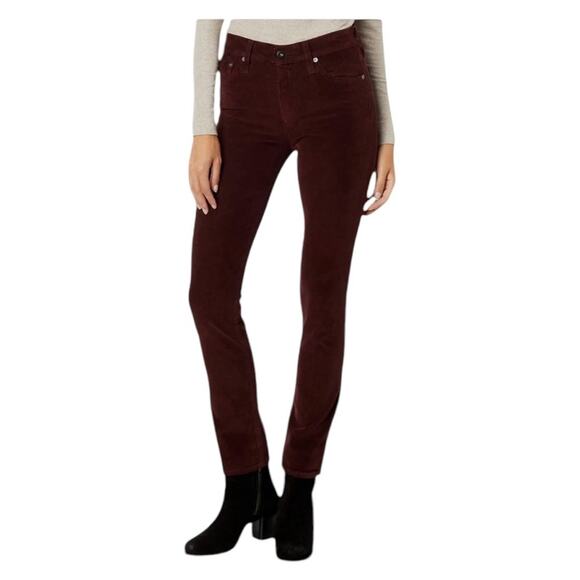 AG Mari High Waist Slim Ankle Straight Leg Corduroy Pants Burgundy NEW Size 25 - Picture 1 of 10